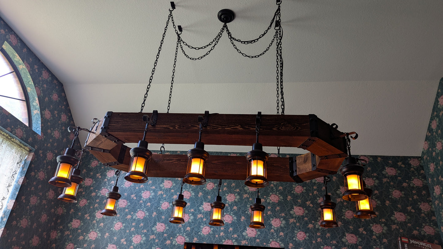 Made-To-Order, Iron-And-Wood Chandelier