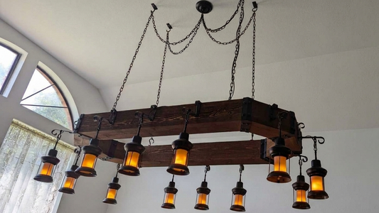 Made-To-Order, Iron-And-Wood Chandelier