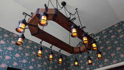 Made-To-Order, Iron-And-Wood Chandelier