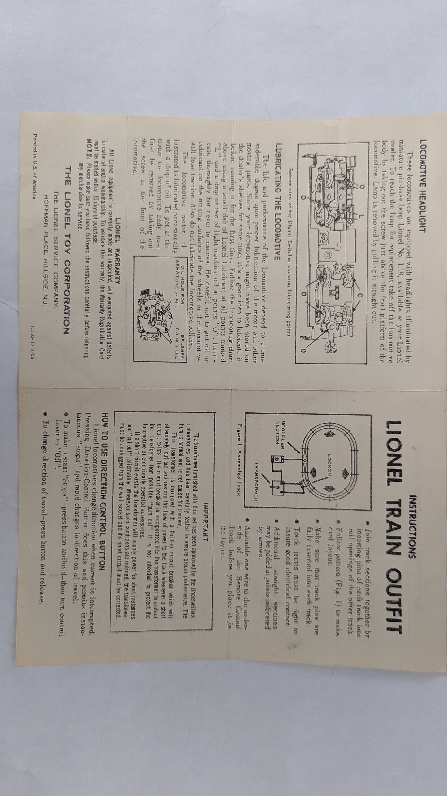 Lionel Cataloged Freight Outfit (#11530 , 1965)