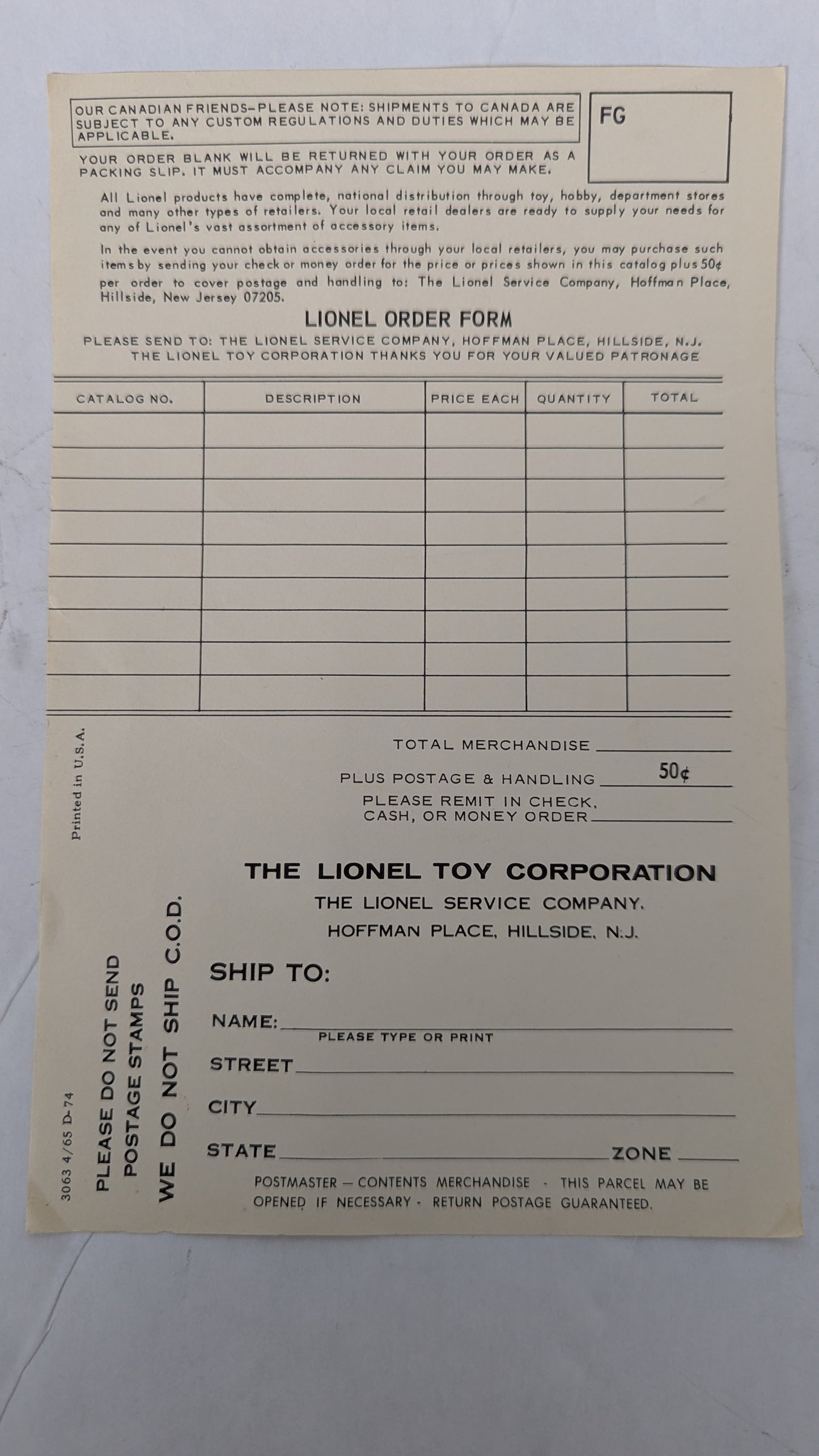 Lionel Cataloged Freight Outfit (#11530 , 1965)