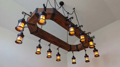 Made-To-Order, Iron-And-Wood Chandelier