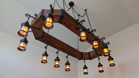 Made-To-Order, Iron-And-Wood Chandelier